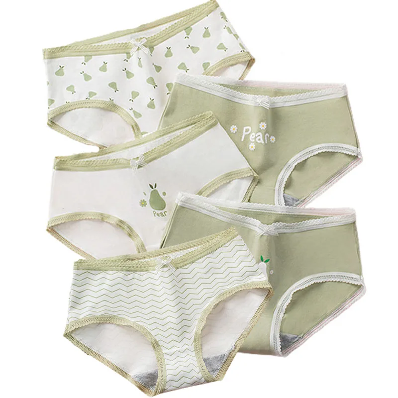 

5 Pieces/Lot Girls Cotton Underwear Cute Print Pattern Adolescent Girls Panties Breathable Comfortable Puberty Briefs For Girls