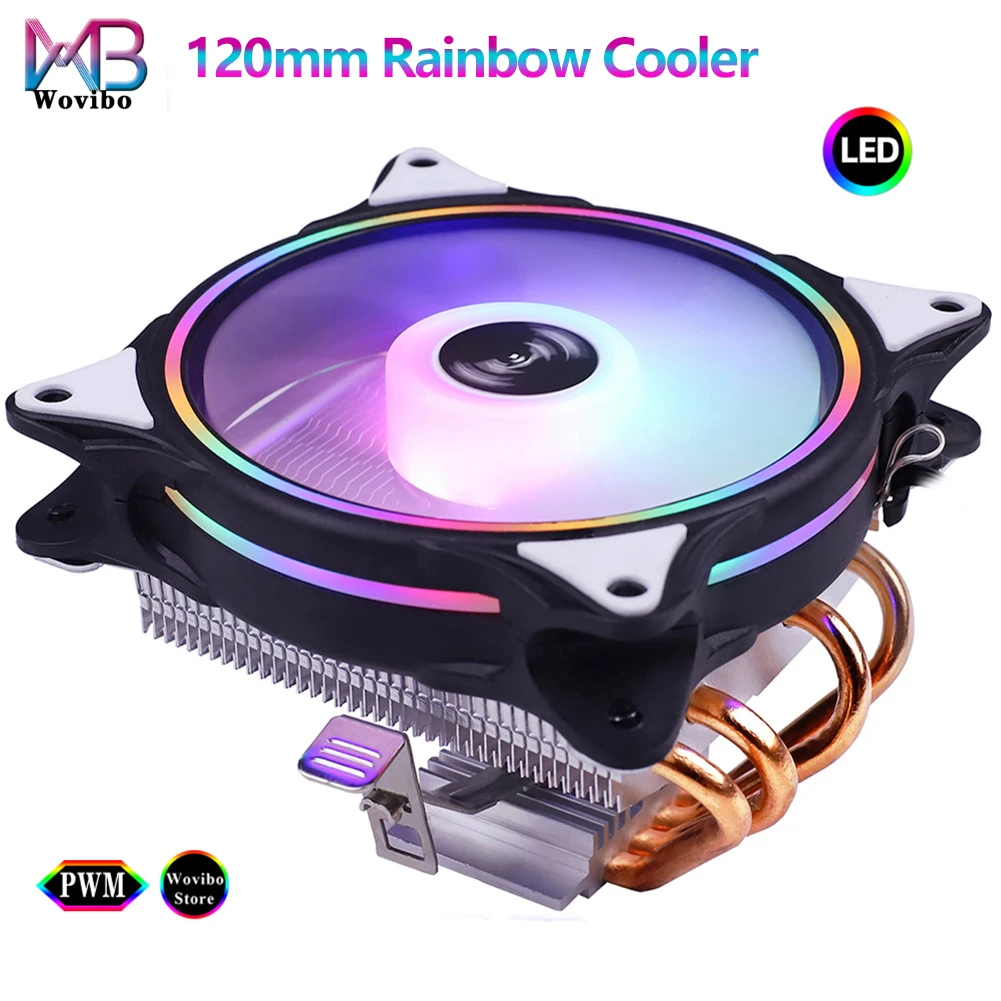 120mm Rgb Low Profile Fan Pwm 4pin Lga 775 1155 1150 1151 1200 1700 2011 X79 X99 Am4 Ventilador