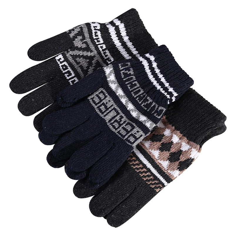 

Winter Men/Women Warm Jacquard Stretch Knit Gloves Female Print Magic Accessories Wool Full Finger Gloves Thicken Mittens