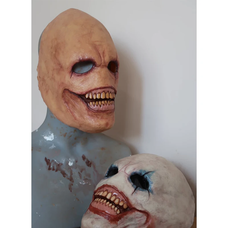 

Костюм на Хэллоуин, ужасная маска зомби, косплей, Биохимический реквизит зомби на половину лица, демон, блестящая латексная маска, страшная ...
