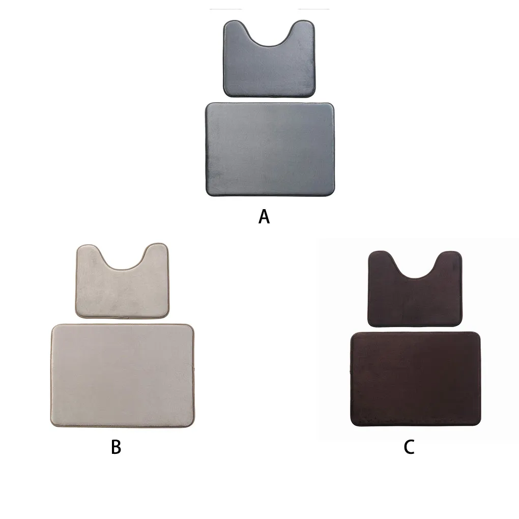 

2 Pieces Toilet Floor Soft Mat Anti-skid Water Absorbent Doormat Carpet Fast Drying Rug Bathroom Shower Room Dark Gray