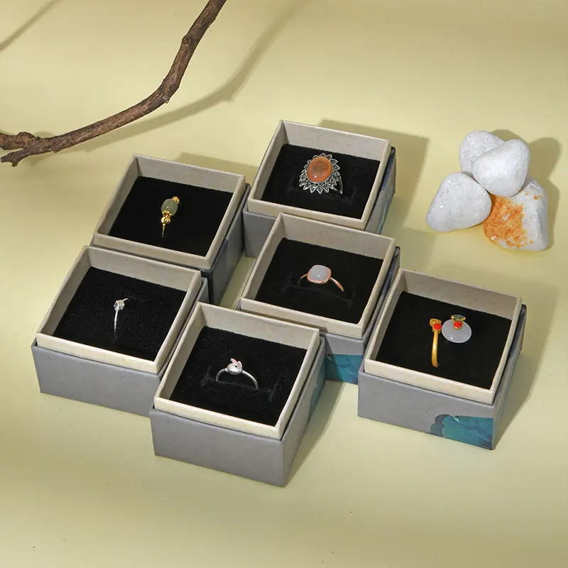 24pcs Lotus Heaven And Earth Cover Earring Box Jewelry Handmade Kraft Vintage Chinoiserie Style Ring Case Creative Gifts Packing