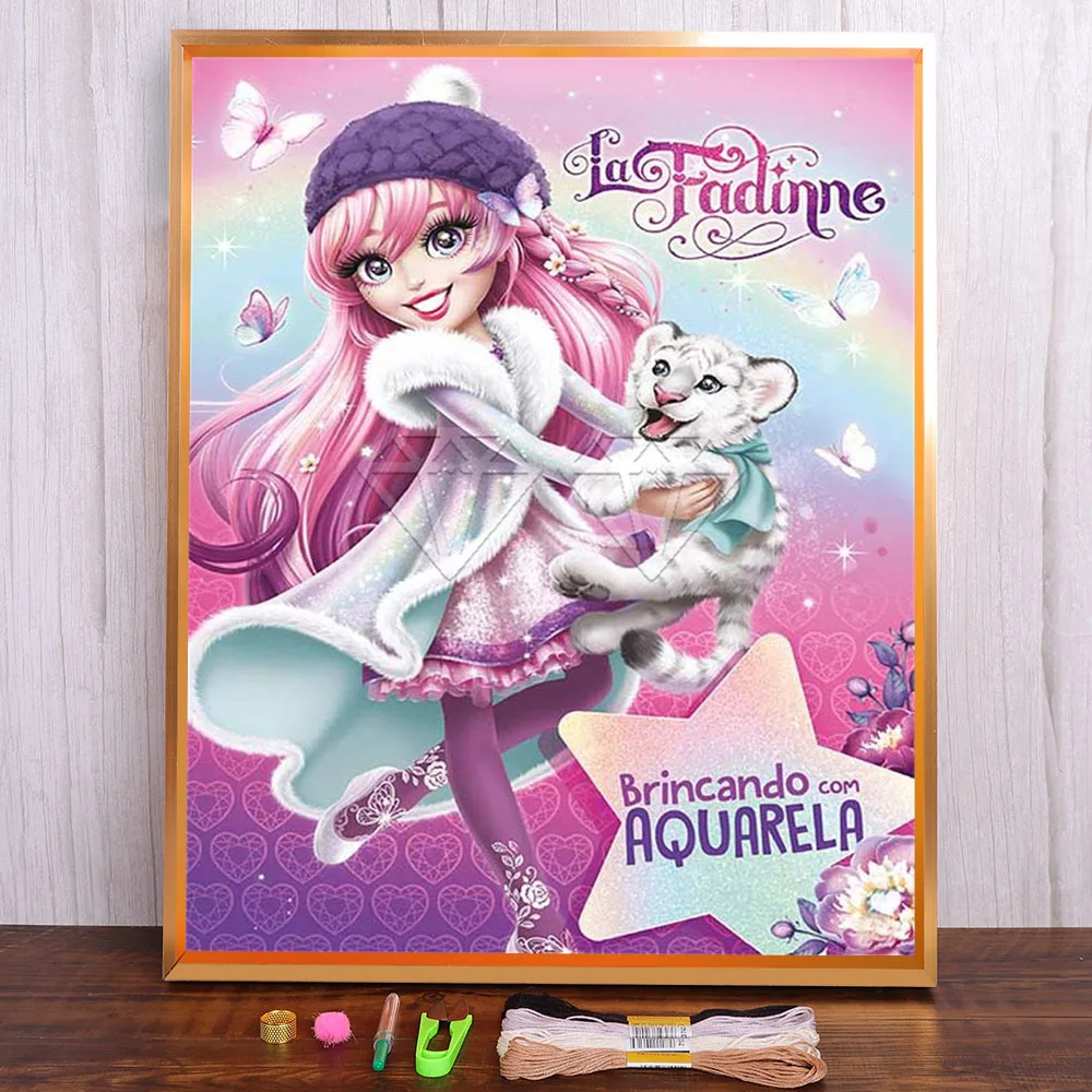 

Cartoon Girl Unicorn Horse Tiger Pre-Printed 11CT Cross Stitch Embroidery Full Kit DMC Threads Sewing Handicraft Sales