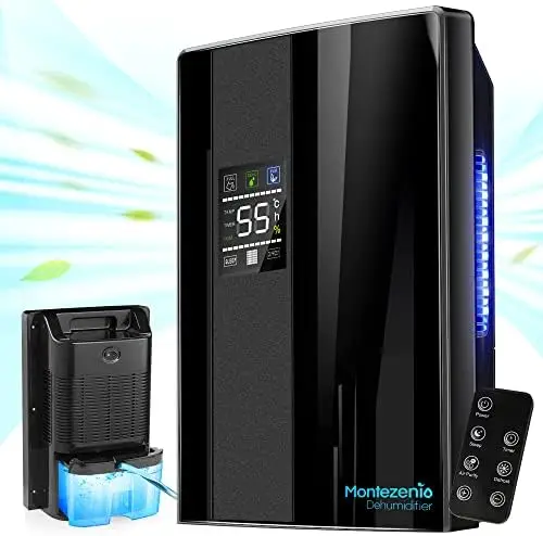 

Dehumidifiers for Home - 400 Sq. Ft Quiet Dehumidifier with Drain Hose, Remote Control, Auto Shut Off, and 2 Working Modes, Port