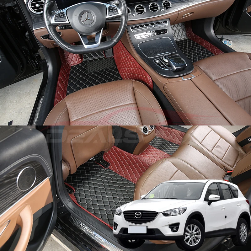 

Car Floor Mats For Mazda CX5 2015 2016 Carpet Rugs Pad Luxury Nappa Leather Interior Details Auto Accessories