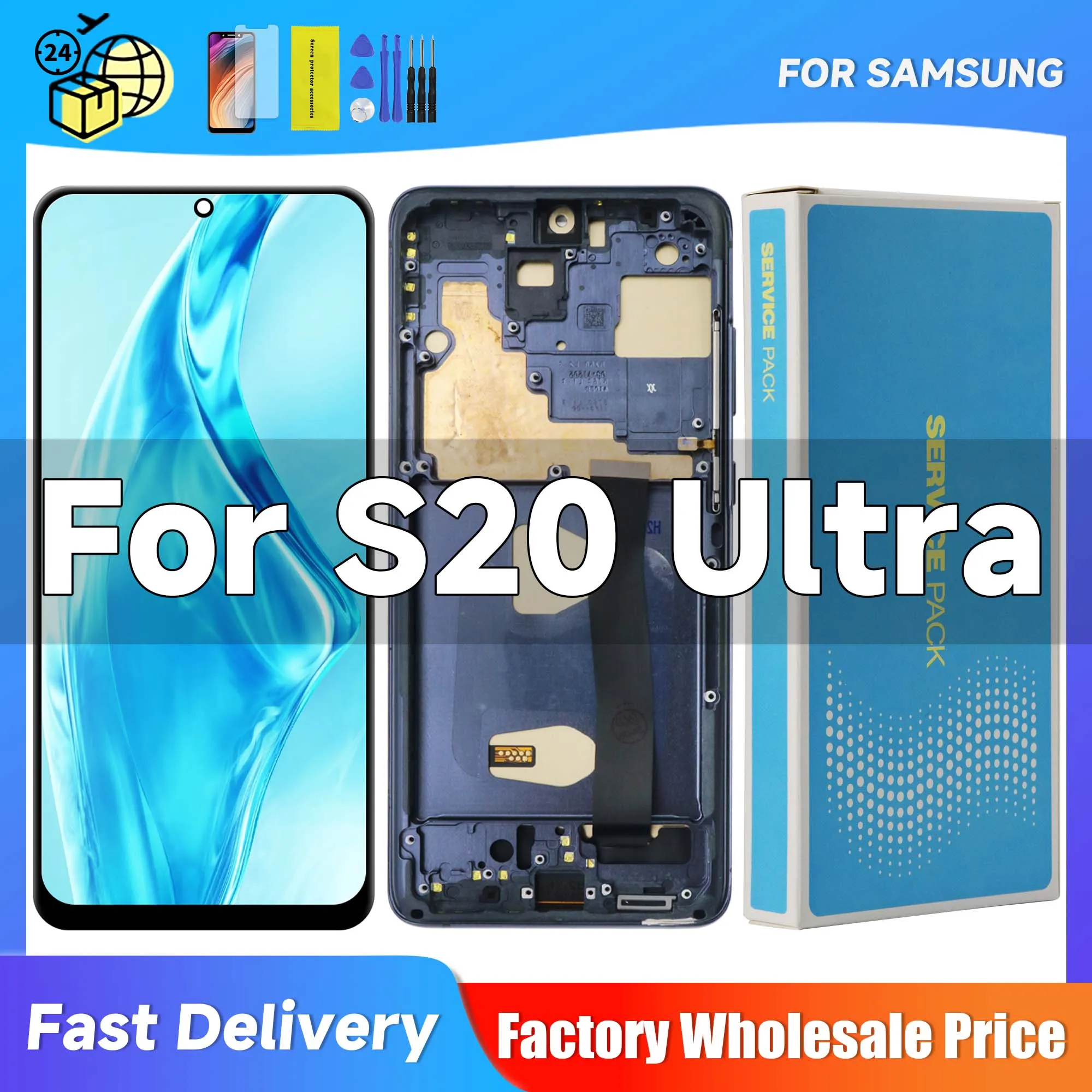 ЖК-дисплей TFT S20 Ultra в сборе для Samsung Galaxy 5G G988 G988U цифровой сенсорный экран с рамкой