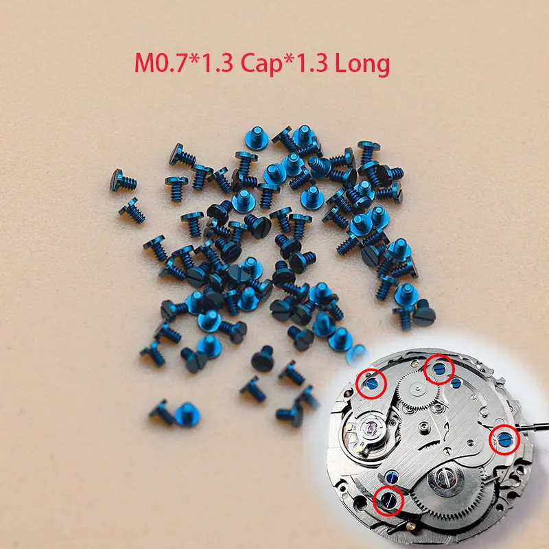 Blue Screw M0.7*1.3Cap*1.3 Long Mechanical Watch Movement Accessories Watches Repair Parts Watch Aftermarket Replacements