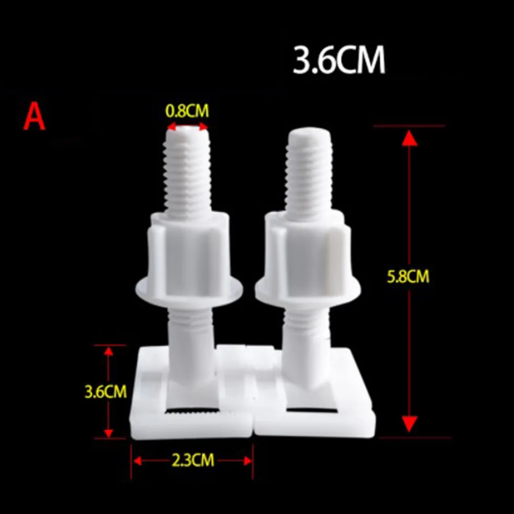 

2PC Toilet Seat White Hinges Full Set Bolts Screws Bathroom Repair Kit Tools Toilet Seat Hinge Bolts Toilet Washers Tool