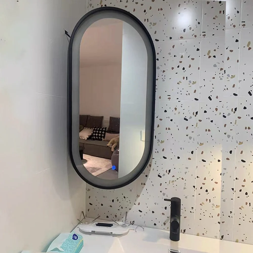 

Bathroom 180 Shower Mirror Makeup Haircut Oval Bathroom Mirror Wall Mounted Telescopic Espelhos De Banho Flexible Mirror EB5JZ