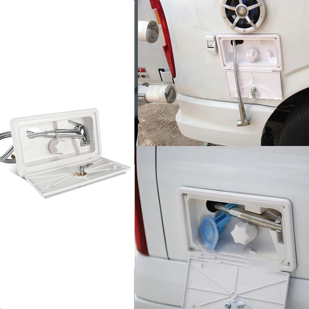 

RV External Exterior Shower Box with Keys Screw Suction Cup Hook Camper External Exterior Shower Box Kits