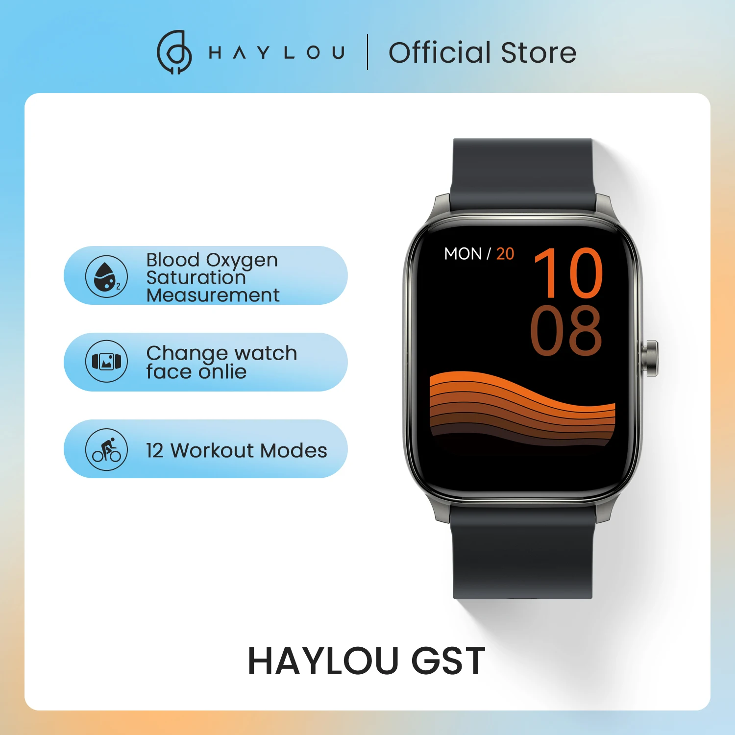 HAYLOU GST smart watch Men Women watch Blood oxygen Heart Rate Sleep monitor 12 Sport Models Custom watch face Global version