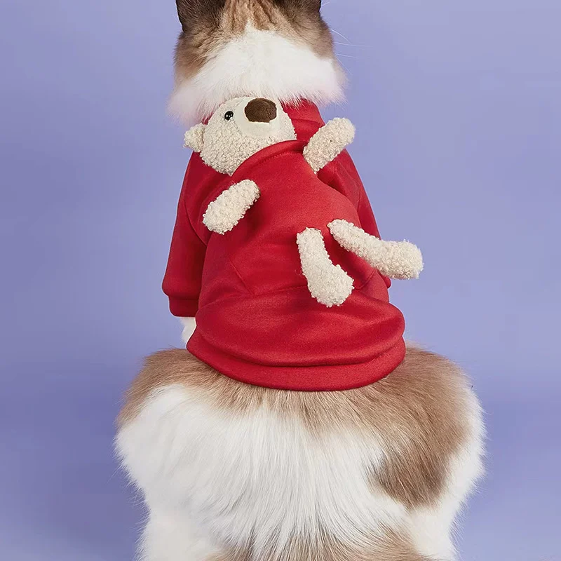 

Small Dog Warm Sweater Back Teddy Bear Transformed Into Dog Cat Clothes Autumn And Winter Plus Velvet Pet Supplies