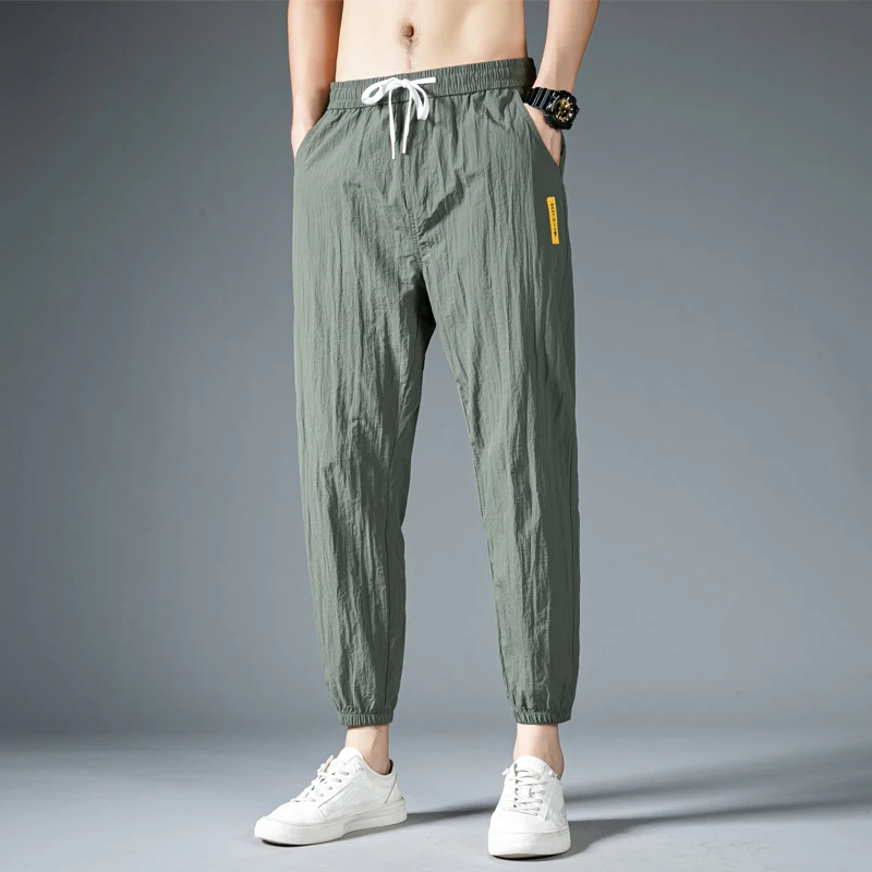 

DYB&ZACQ Summer Ice Silk Men's Casual Pants Summer Nine-point Self-cultivation Korean Version of The Trend of Sports Pants