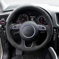 Real Alcantara Braiding Steering Wheel Cover for Audi Q3 8U Q5 8R Q7 4L SQ5 8R 2011 2012 2013 2014 2015 2016 2017-2018 Styling