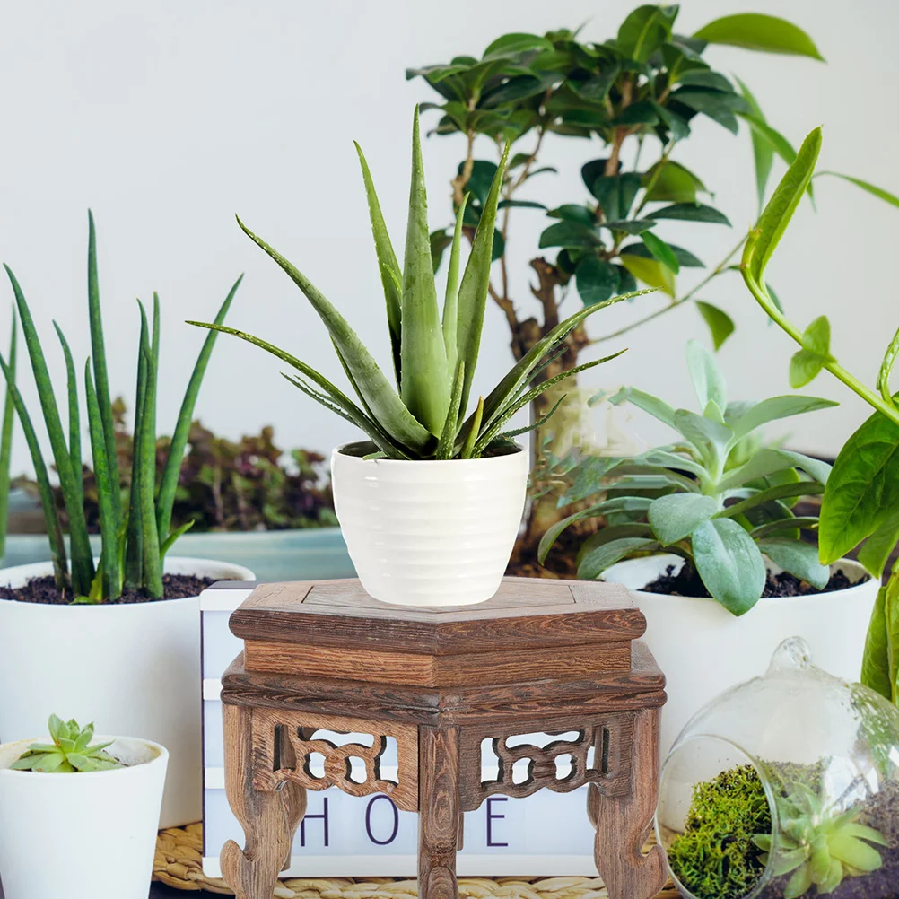 Шестиугольная витрина основание вазы полка каменный держатель для бонсай