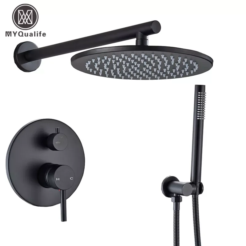 

New matte Black Shower Faucet Brass 2 Function Cold and Hot Shower Set Wall Mounted Bathroom Faucet