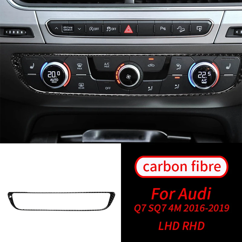 

For Audi Q7 SQ7 4M 2016-2019 Real Carbon Fiber Air Conditioning Knob Panel Trim Cover Car Interior Accessories