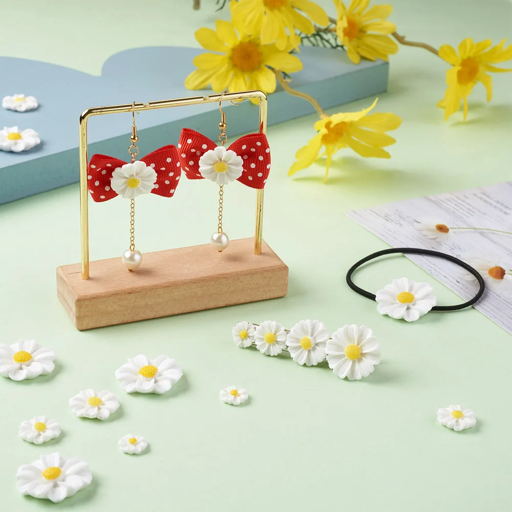 150Pcs Resin Cabochons Daisy Flat Back Convex For Jewelry Making Findings Supplies DIY Craft Cameo Decoration 10~24.5x4~5.5mm