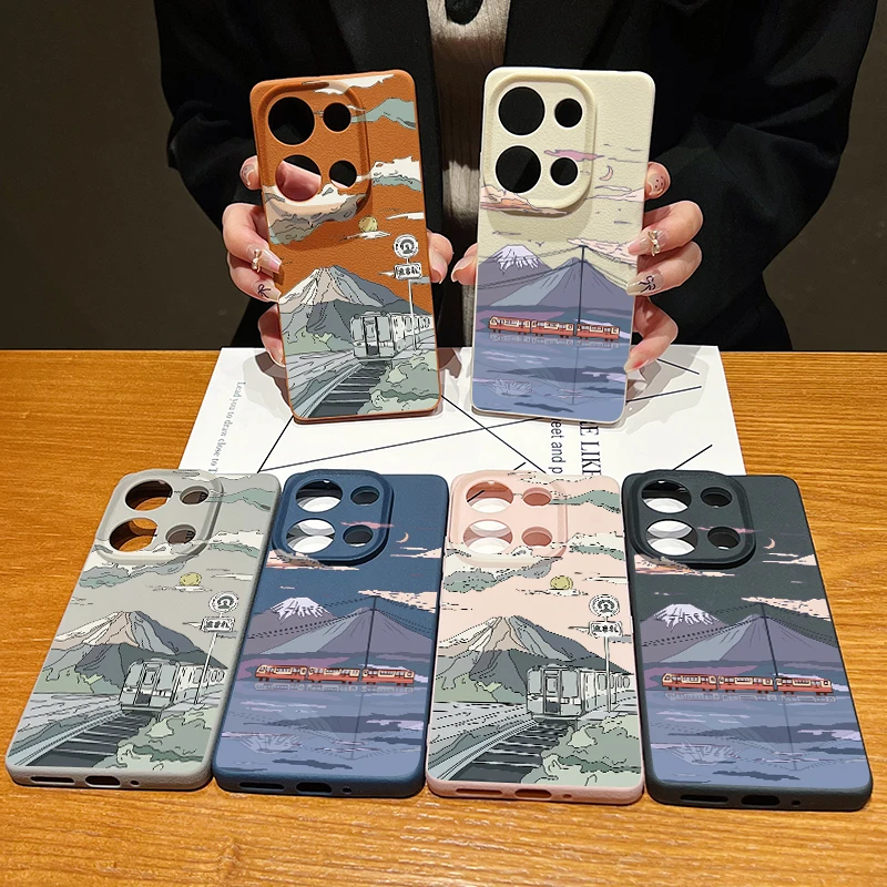 Чехол с изображением аниме Поезд облако для Xiaomi Redmi Note 13 14 12 11 Pro 5G Funda 13T Snow Mountain