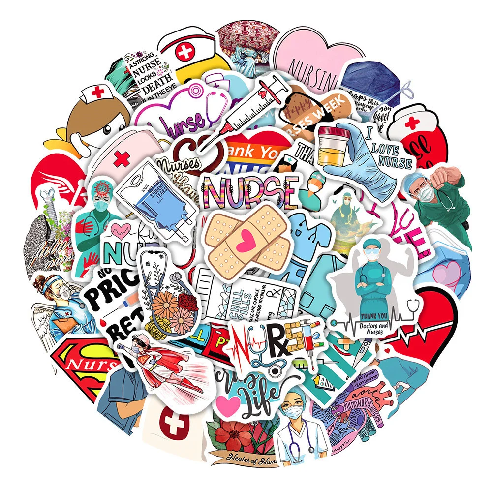 

10/30/50PCS Nurse's Day Holiday Graffiti Waterproof Stickers Creative Trend Personality Decals Refrigerator Skateboard Wholesale