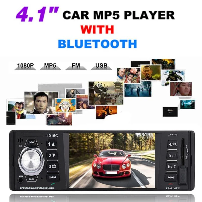 

4,1 дюймовый автомобильный MP5-плеер с Bluetooth, автомобильное радио 1 Din, автомобильное аудио, автомобильное стерео, FM, Bluetooth, AUX, камера заднего вид...
