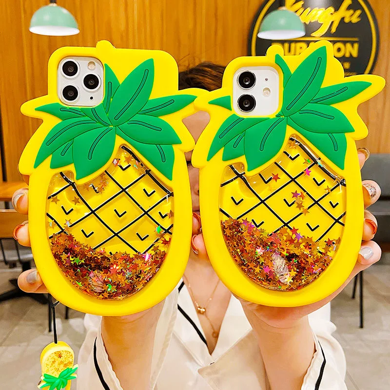

pineapple quicksand glitter Phone Cases For iPhone 12 11 Pro Max XR XS MAX X Back Cover