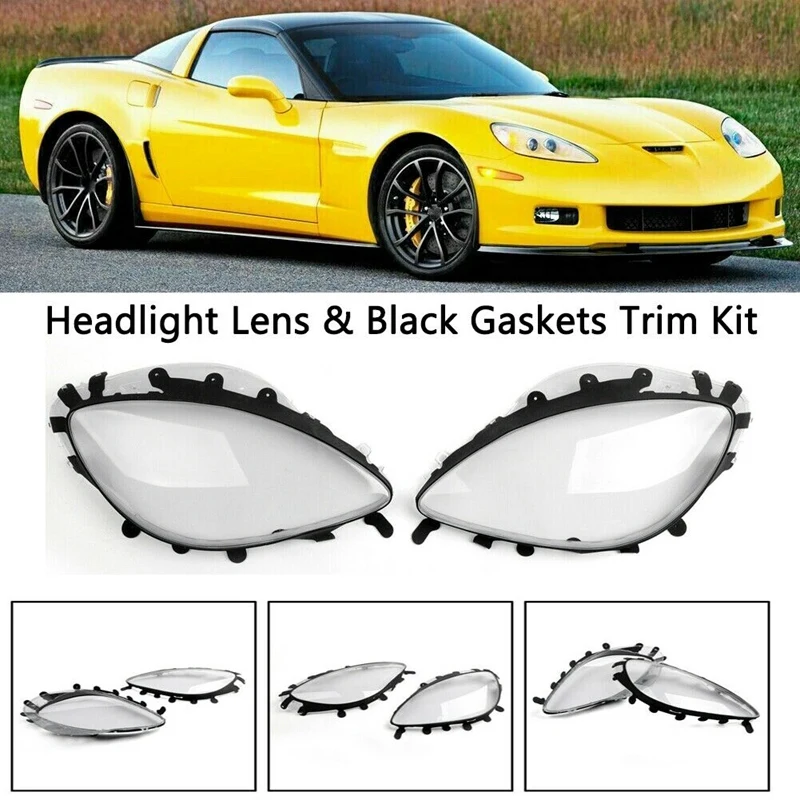 Автомобильные фары головного света прозрачные чехлы + прокладки для Chevrolet Corvette C6