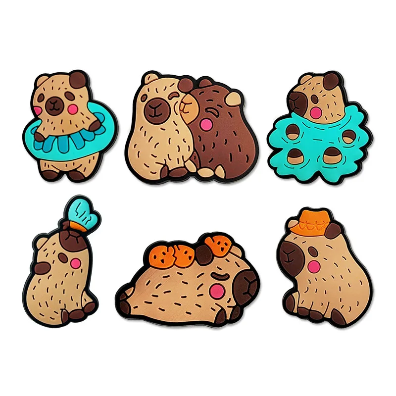 

Cute Brown Capybara Croc Ornaments Decorations For Teenager Hole Shoes Accessories Shoe Buckle Jibz Set