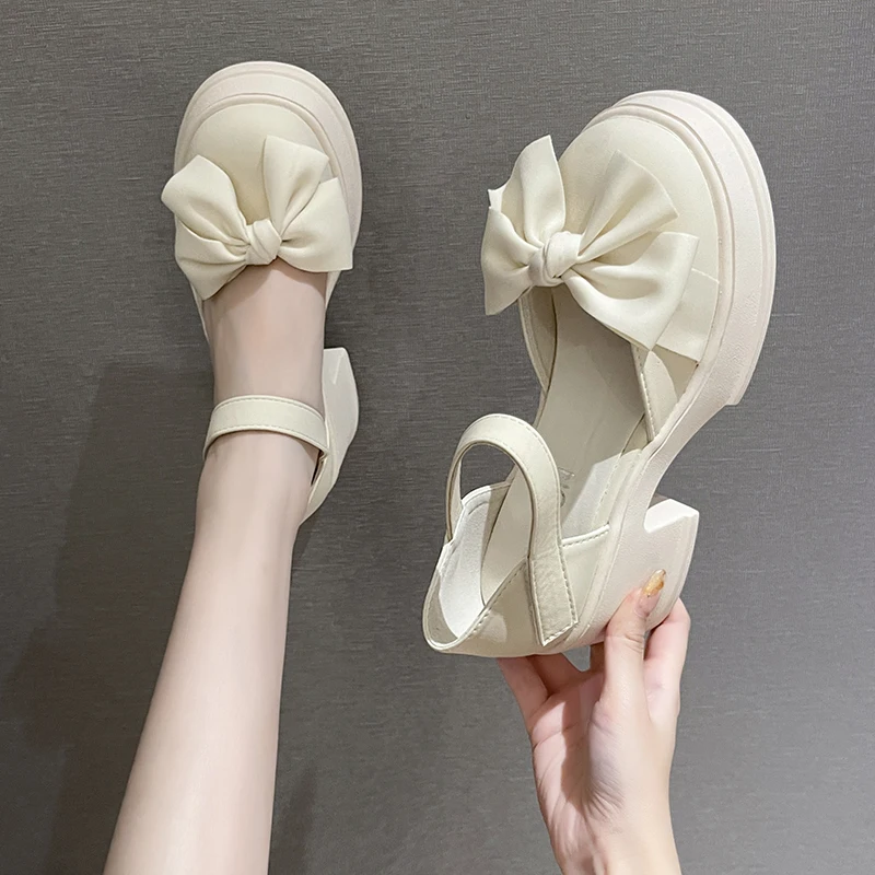 Casual Heels Clogs For Women Round Toe Basketball Platform 2023 Lace-up Slip On Sweet Bl