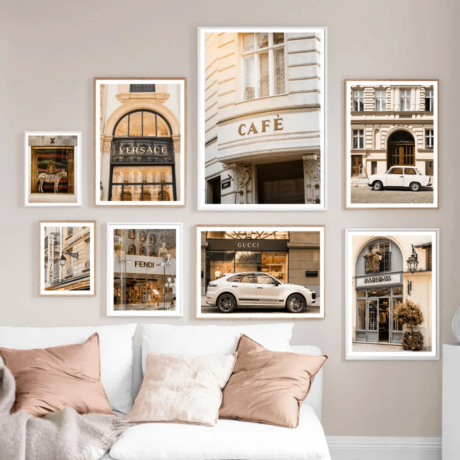 

Fashion Street Shop Window Paris Luxury Wall Art Canvas Painting Nordic Posters And Prints Wall Pictures For Living Room Decor