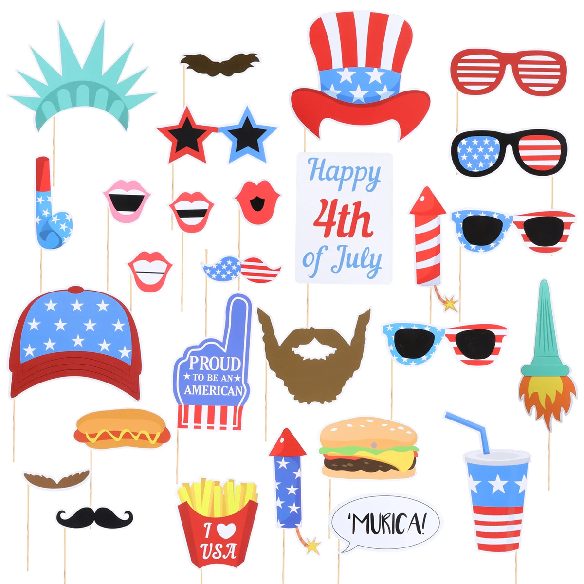 

Photo Props Day Booth Independencejuly Patriotic 4Th Party Decoration Memorial American Fourth Favors Supplies Accessories
