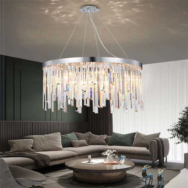 

K9 Crystal Ceiling Chandelier Ring Design Ceiling Lamp Dining Table Living Room Kitchen Lustre Decor Maison LED Pendant Lighting