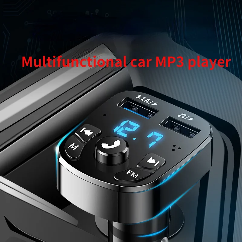 

Bluetooth-compatible Version 5.0 FM Transmitter Car Player Kit Card Car Charger Quick With QC3.0 Dual USB Voltmeter & AUX IN/OUT