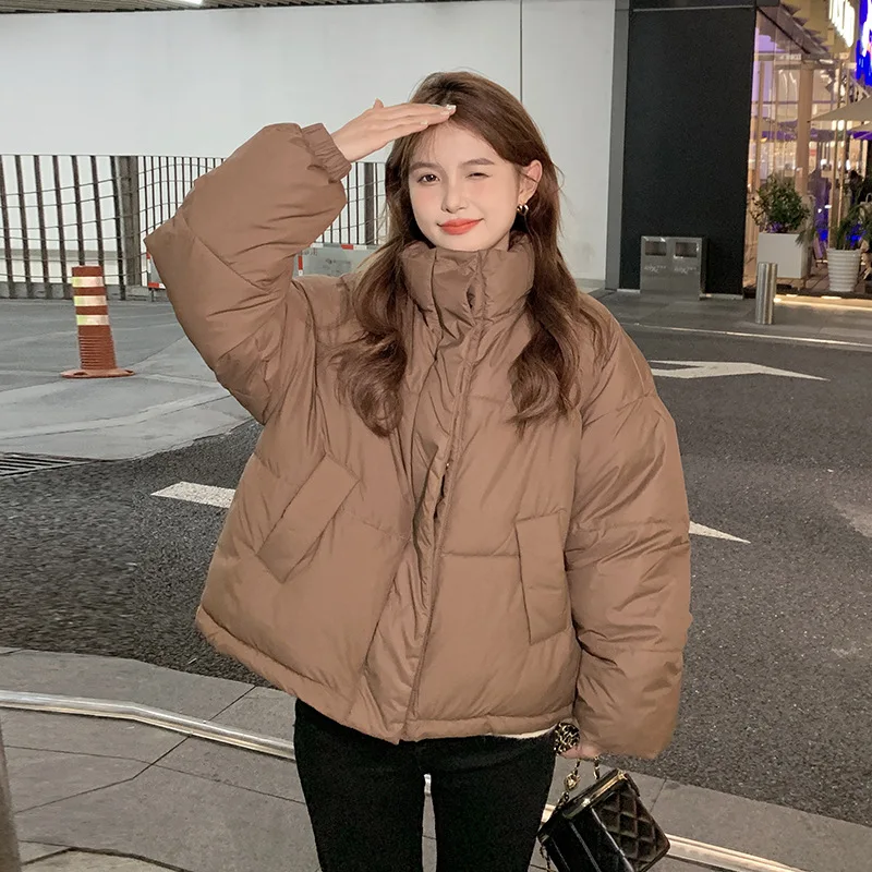 Winter Korean Down Jacket Women Loose BF Style Stand Collar Parkas Thickened Puff Jacket Ropa De Invierno Mujer Gm*