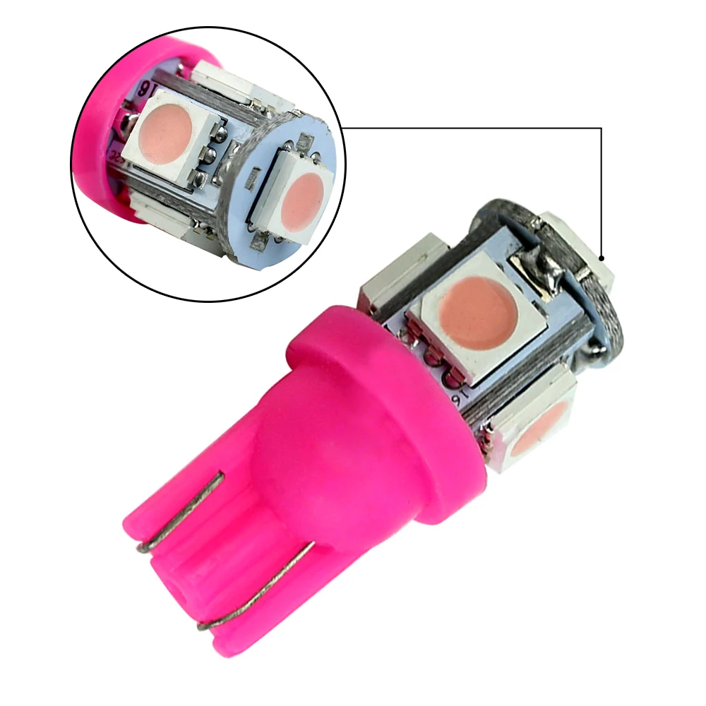 

10pcs Pink Purple T10 LED 158 192 194 168 W5W 5050 SMD Car Dome License Map Light Tail Side Lights Lamp Bulb Interior Side Light