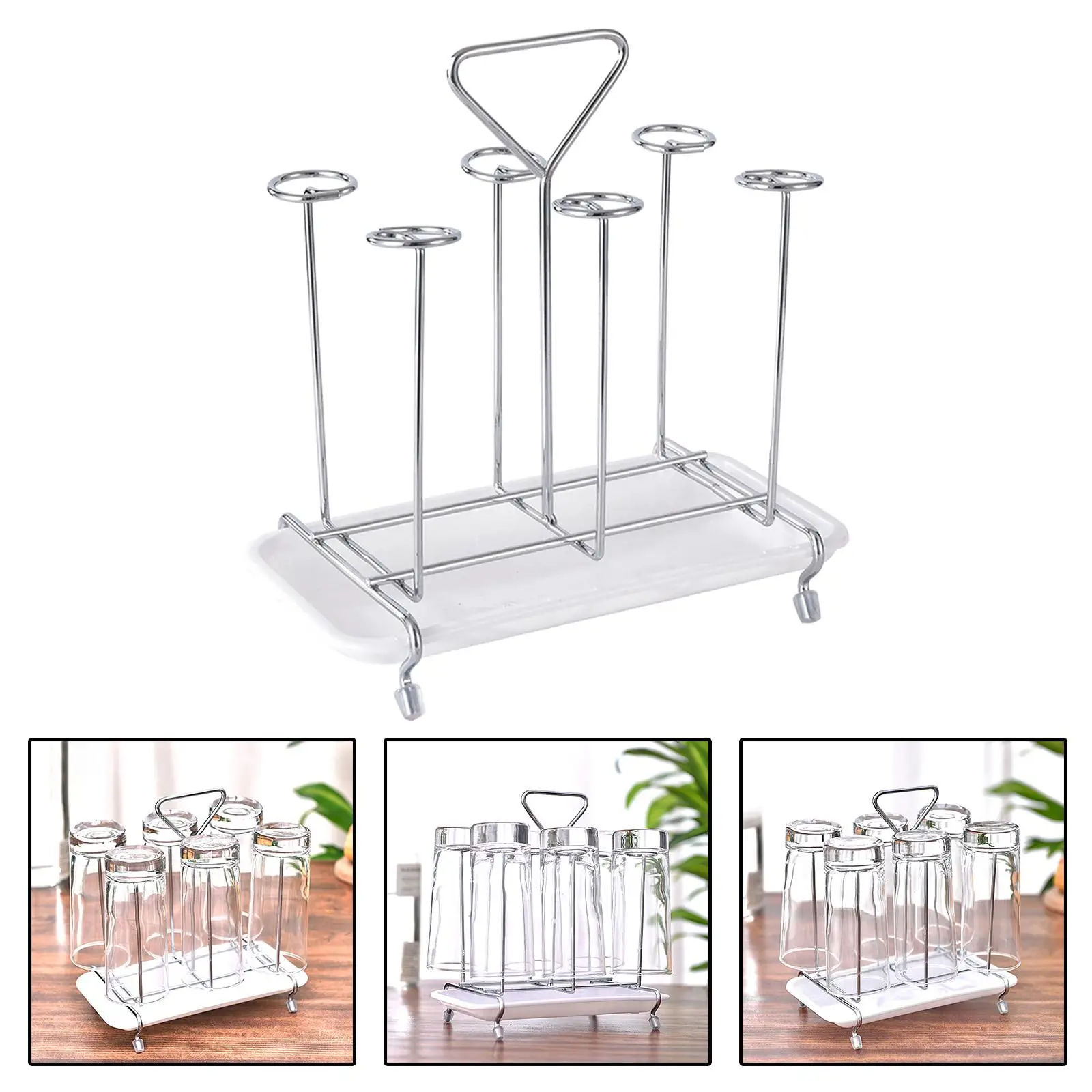 

Stylish Iron Mug Holder Stand Round Drainer Rack Tree for Glasses Mugs