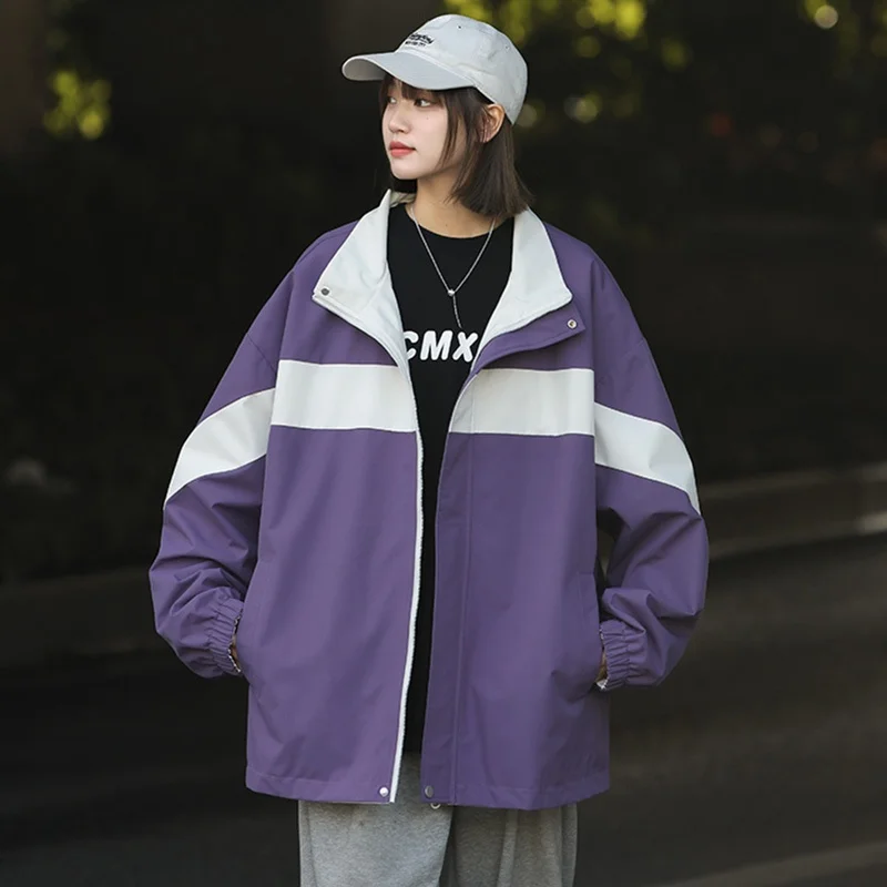 Двухсторонняя Молодежная куртка для мужчин и женщин свободная верхняя одежда