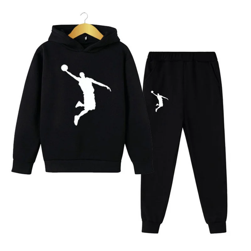

2023 Children's Boys' Basketball Sweatshirt Spring and Autumn Hoodie+Pants Two Piece Boys' and Girls' Sports Casual Coat