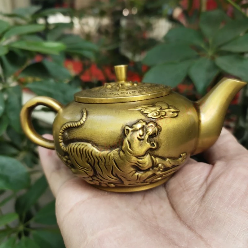 ЛАТУННЫЙ ЧАЙНИК Shangshan Tiger, чайник для вина, изысканные поделки и украшения для дома, благоприятные украшения