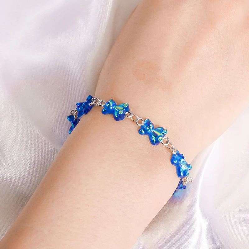

Cute Discoloration Bear Bracelet for Women Sweet Ins Gummy Candy Cartoon Animal Charm Bangle Girl Lovers Handmade Jewelry Gift