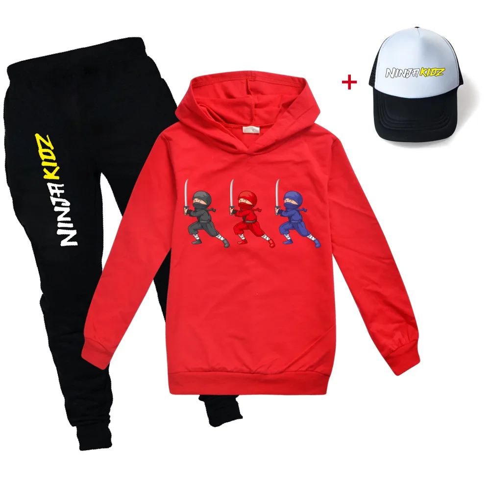 Ninja Kidz Spring Fall kids clothing Toddler hoodie sweatshirt+pants baby girls children clothes boy casual sportswear suit+hat