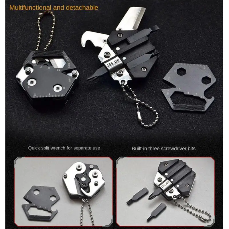 

Edc Tool Detachable Home Emergency Combination Screwdriver Keychain Screwdriver Multifunctional Steel Hexagonal Coin Knife Mini