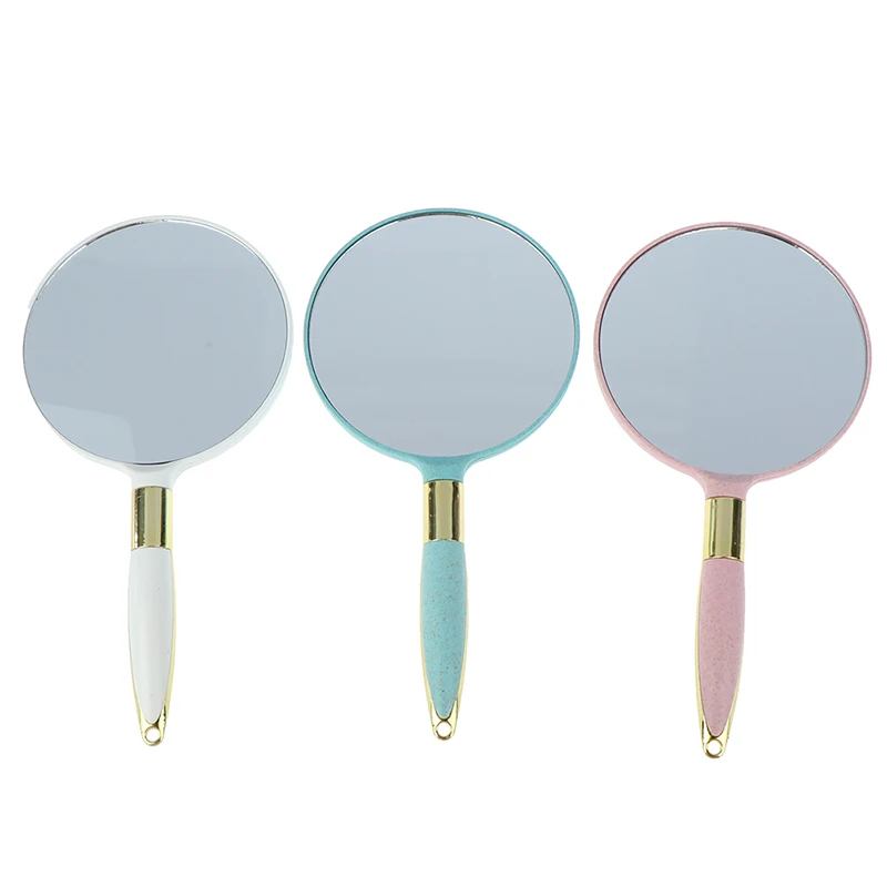 

DSHOU191 Vintage Hand Makeup Mirror Plastic Hand Mirrors Makeup Vanity Mirror Round Hand Hold Cosmetic Mirror For Gifts