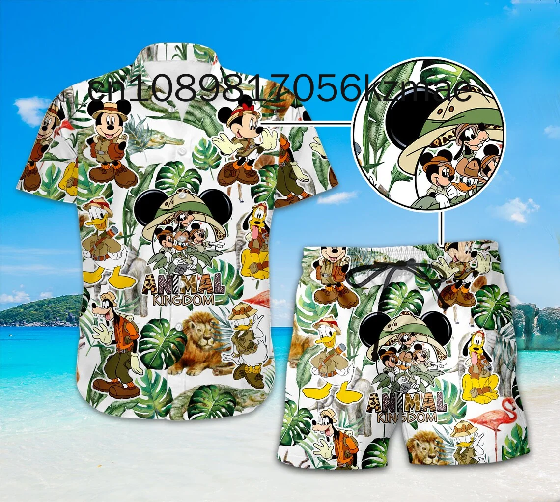 Новинка комплект гавайской рубашки и шорт в стиле сафари с изображением животных