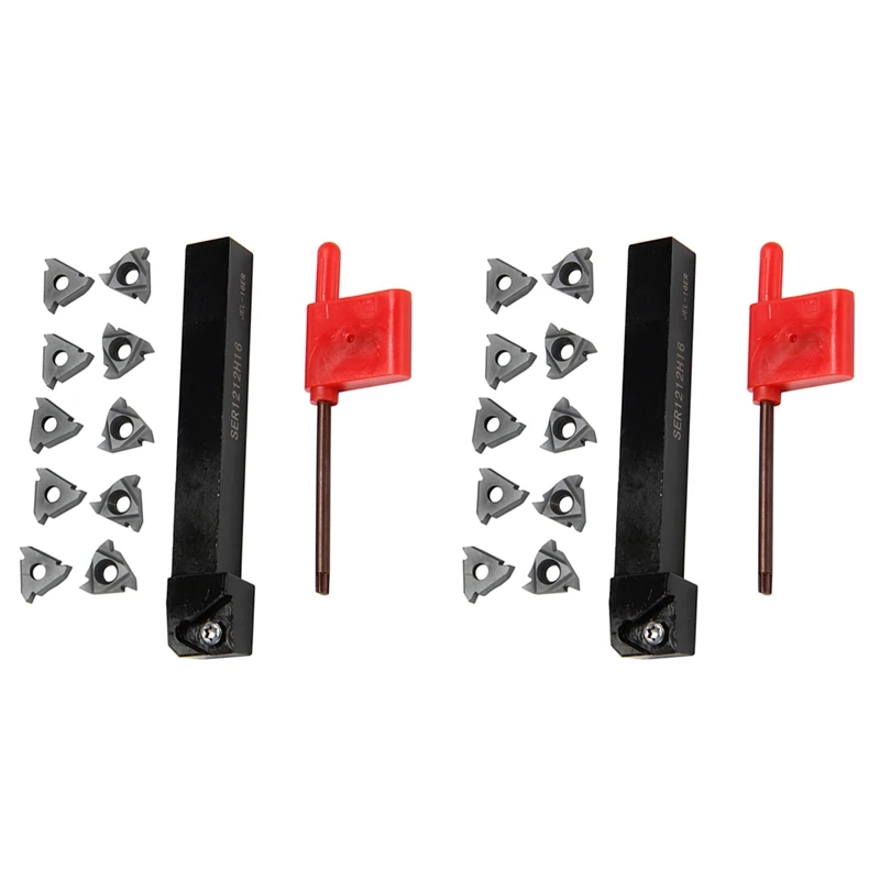 

2Pc Ser1212h16 Cnc Boring Bar Holder +20Pcs 16Er Ag60 Turning Inserts With Wrench For Lathe Turning Tool Set