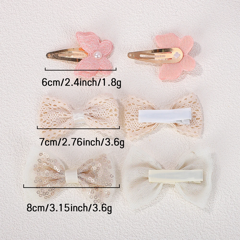 Фото RAINBOW BOWS, 4/6 шт., детские заколки для волос BB, набор крючком, бабочка, сплав, жемчуг, детские заколки для волос, модный бутик для девочек, головные уборы №2
