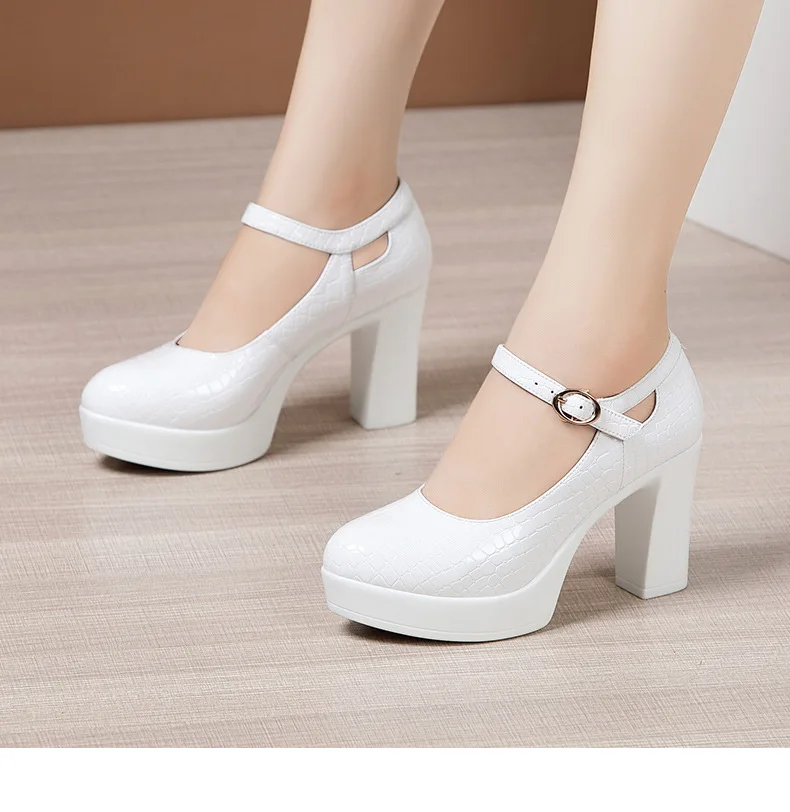 

Fashion New Spring Autumn Casual High-heeled Shoes Sexy Thick Heels Platform Pumps Black White High Heels Sexy Large size