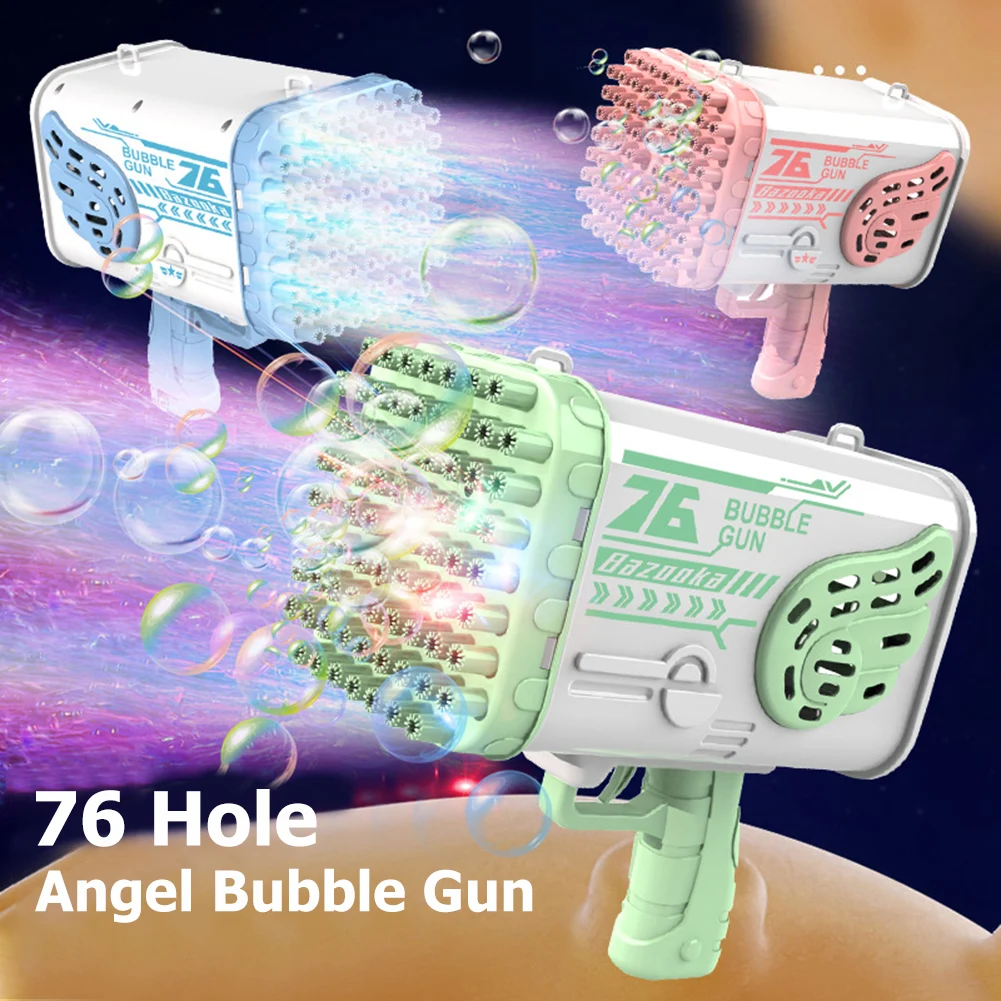 

Electric Soap Bubble Machine 76 Holes Gatling Design for Summer Children Toys for Kids Birthday Holiday Gift