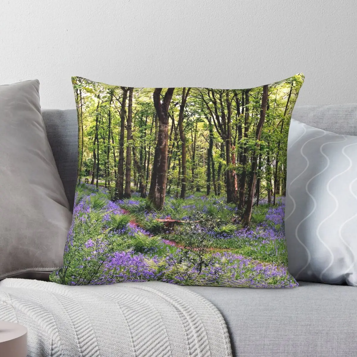 

Bluebells Pillowcase Polyester Linen Velvet Creative Zip Decor Pillow Case Sofa Seater Cushion Cover 45x45