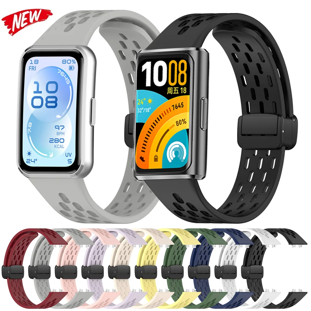 Фото Спортивный силиконовый ремешок для Huawei Band 11 Pro, браслет с магнитной застежкой в стиле Cave, аксессуары для Huawei Band 11 Correa №1